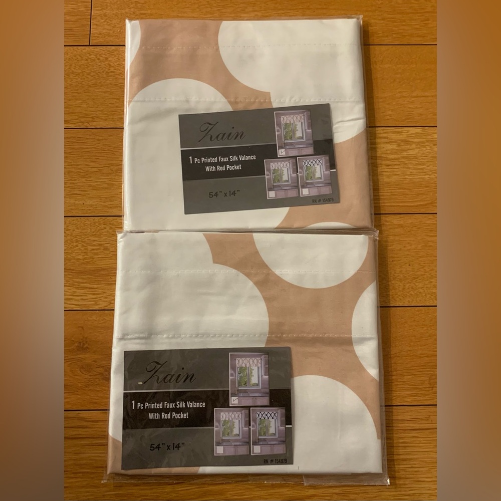 Beige/Cream Faux Silk Valance, 
54” x 14”. 2 Piece | New in Package